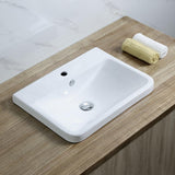 Rectangular 24 in. Drop-In Ceramic Bathroom Sink in White - Super Arbor