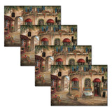 MHF Home Red and Brown Floral Cafe 18 in. W x 13 in. L Polypropylene Placemat Set (4-Pack)