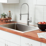 Statham Single-Handle Coil Spring Neck Kitchen Faucet with TurboSpray and FastMount in Stainless Steel - Super Arbor