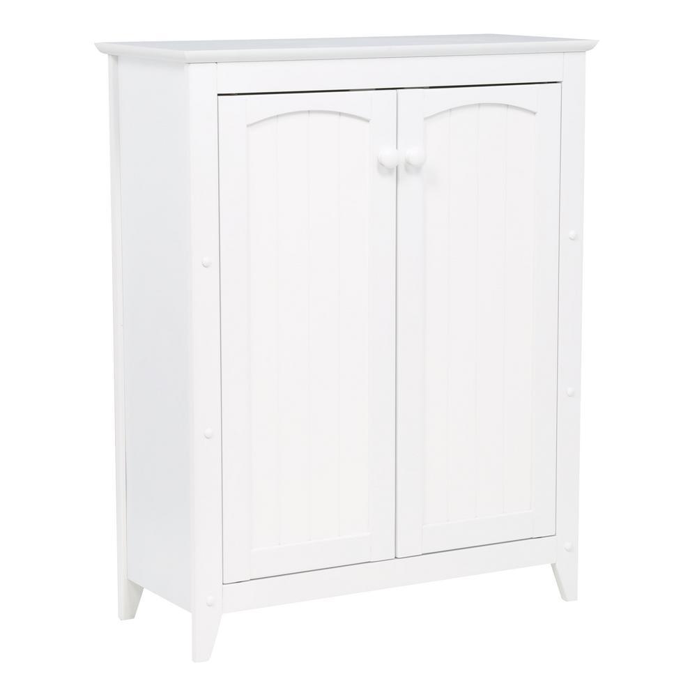 28-1/2 in. W x 36 in. H x 12-1/2 in. D Wood Bathroom Linen Storage Floor Cabinet in White - Super Arbor