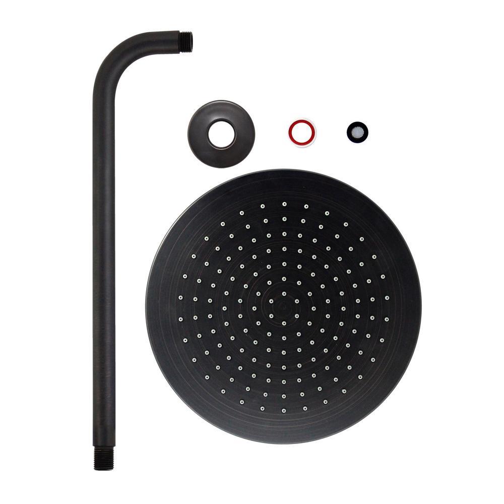 1-Spray 10 in. Single Wall Mount Waterfall Fixed Rain Shower Head in Rubbed Bronze - Super Arbor