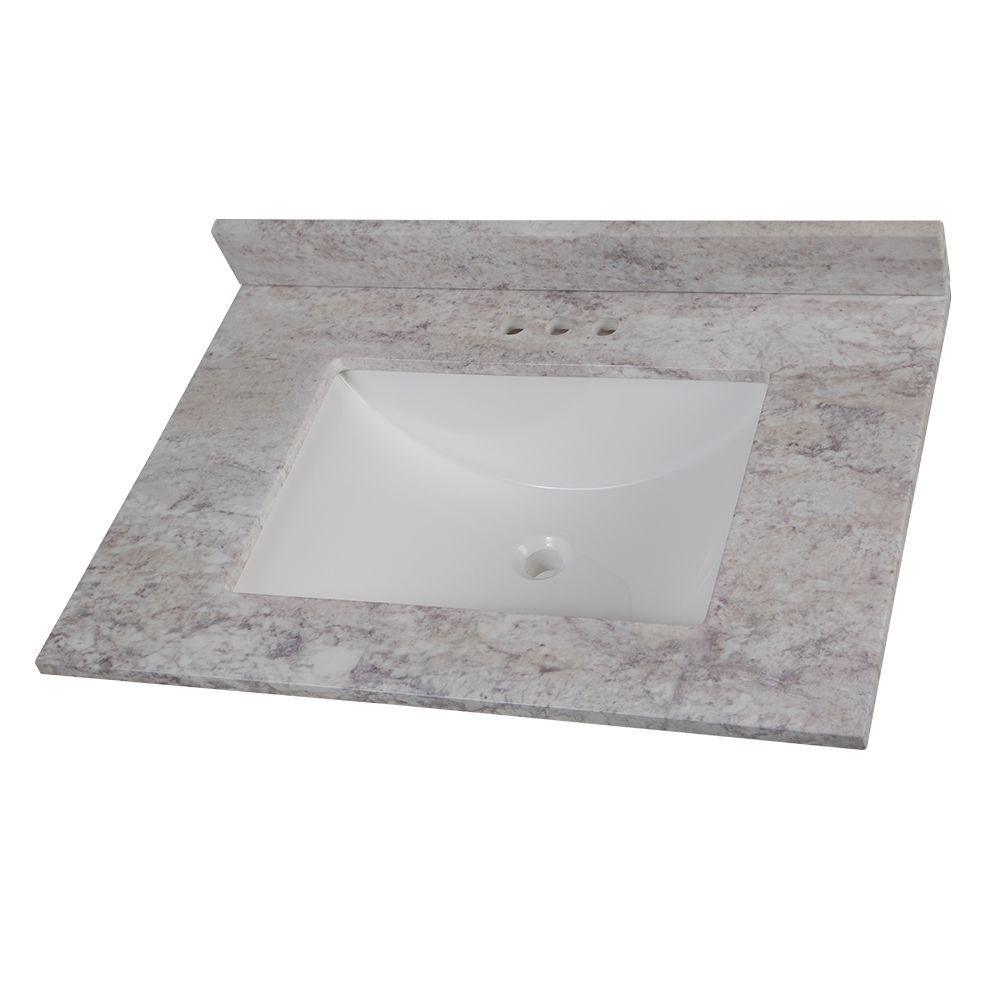 37 in. W x 22 in. D Stone Effects Vanity Top in Cold Fusion with White Sink - Super Arbor