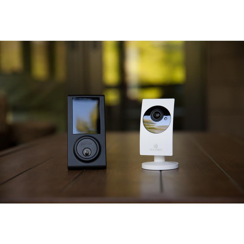 Black Touchscreen ZWave Single Cylinder Smartlock Deadbolt with Camera Gateway - Super Arbor