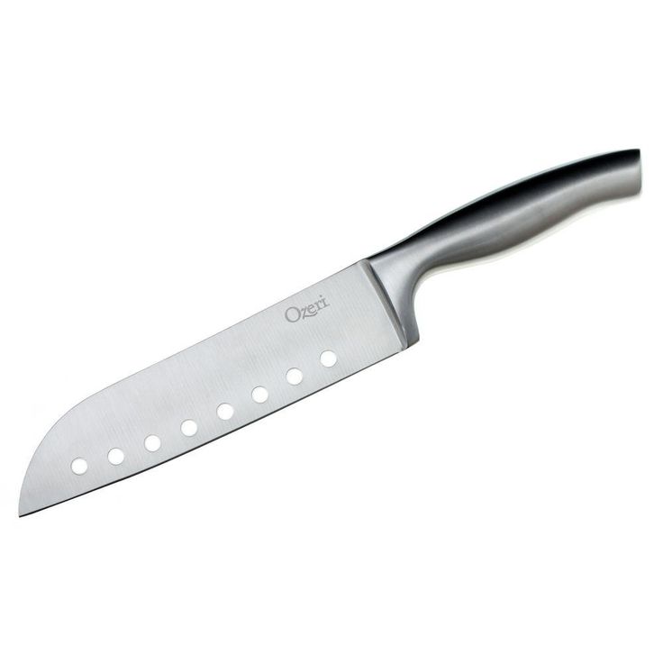 5-Piece Stainless Steel Knife and Sharpener Set, with Japanese Stainless Steel Slotted Blades