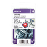 Hillman 1/8 in. Diameter x 3 in. Length Round Steel Toggle Bolt, Zinc-Plated, 15-Pack