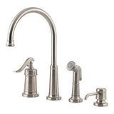 Pfister Ashfield Brushed Nickel 1-Handle Deck-Mount High-Arc Handle Kitchen Faucet