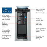 3-5 Gal. Hot/Room/Cold Temperature Top Load Water Cooler Dispenser with Kettle Feature in Stainless Steel/Black