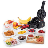 5 in. 900-Watt Black Belgian Stuffler Stuffed Waffle Maker