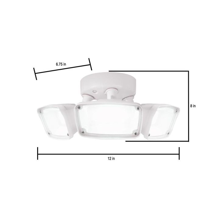 FHS White Outdoor Integrated Triple Head LED Flood Light with Selectable CCT (3000K, 4000K or 5000K), Switch Controlled