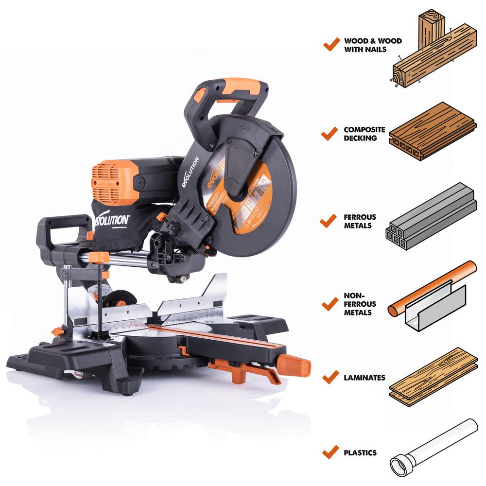 15 Amp 10 in. Dual Bevel Sliding Miter Saw with Laser Guide, Dust Bag, 13 ft. Power Cord, and 28-T Multi-Material Blade - Super Arbor