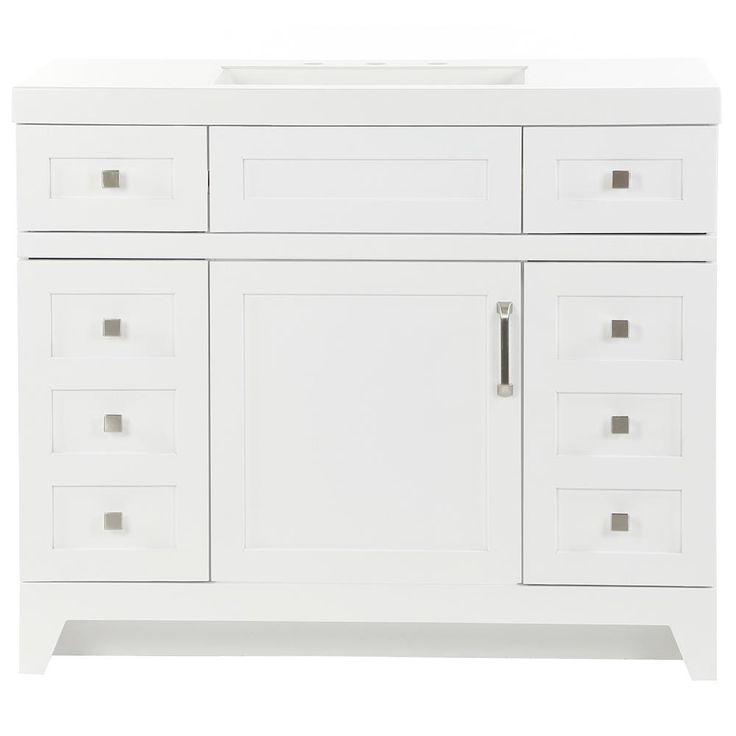 Rosedale 42 in. W x 19 in. D Bathroom Vanity in White with Cultured Marble Vanity Top in White with White Sink