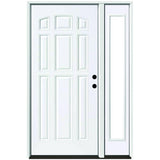 53 in. x 80 in. 9-Panel Primed White Right-Hand Steel Prehung Front Door with 14 in. Clear Glass Sidelite 4 in. Wall - Super Arbor