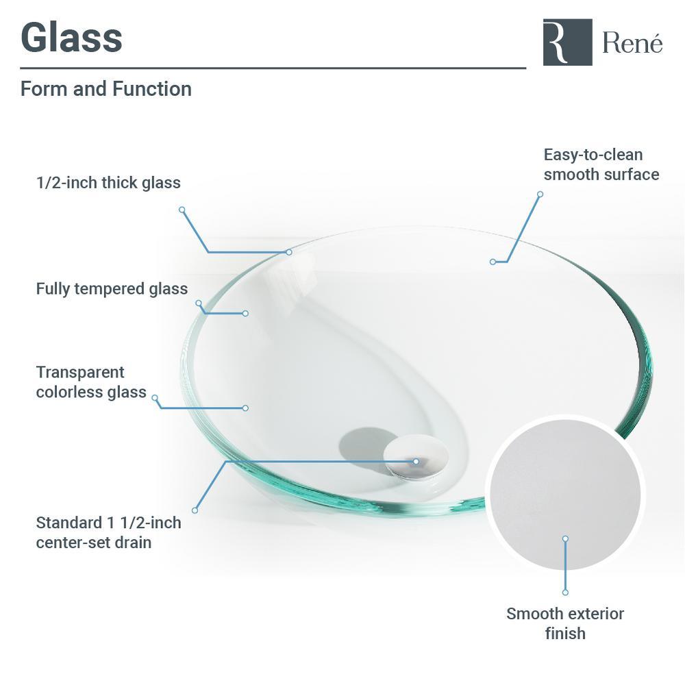 Glass Vessel Sink in Crystal with R9-7007 Faucet and Pop-Up Drain in Chrome - Super Arbor