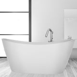 69 in. Acrylic Freestanding Bathtub Flatbottom Stand Alone Tub with Contemporary Modern Design in Glossy White - Super Arbor