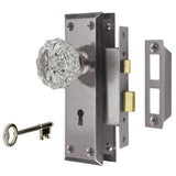 2 in. Aged Bronze Victorian Glass Knob Mortise Set
