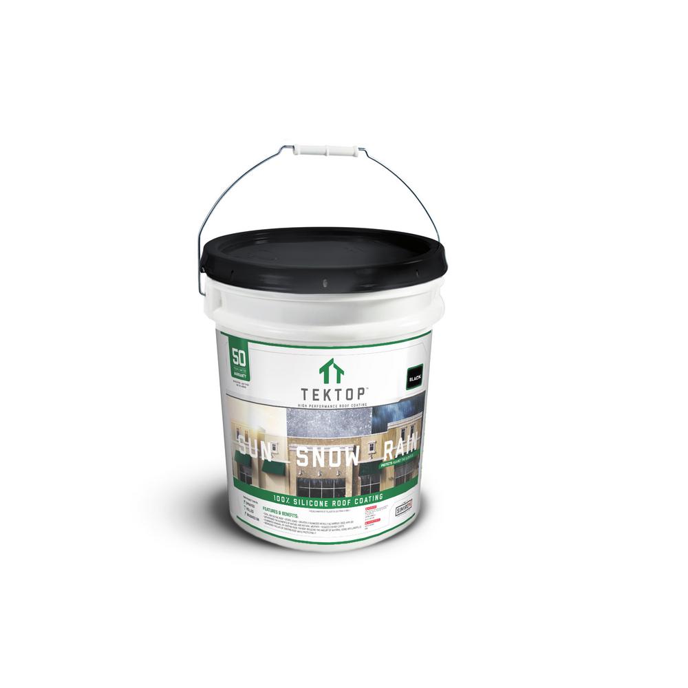 TekTop 5 Gal. Black 100% Silicone High Solids Roof Coating - Super Arbor