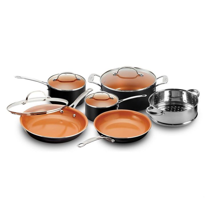 10-Piece Copper Non-Stick Ti-Ceramic Round Cookware Set with Lids