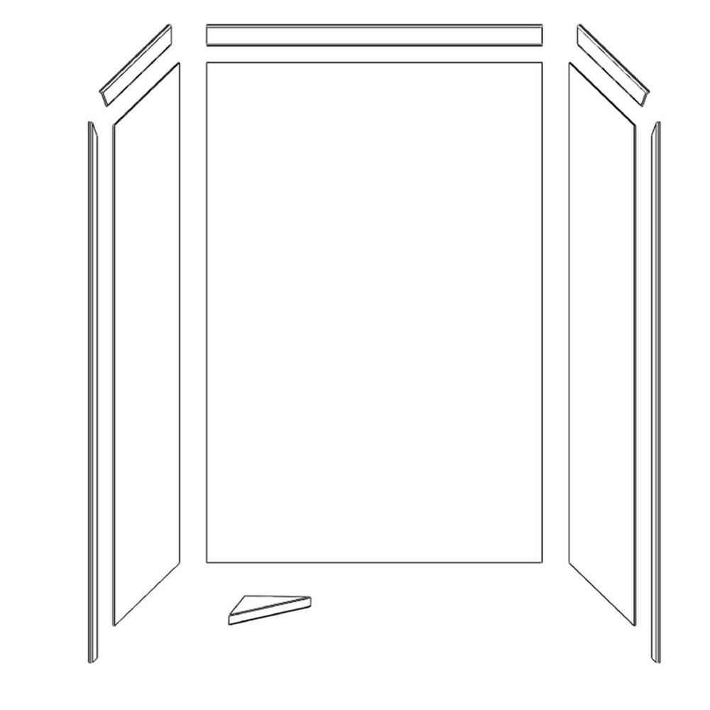 Elegance 36 in. x 48 in. x 80 in. 9-Piece Easy Up Adhesive Alcove Shower Wall Surround in Calacatta White - Super Arbor