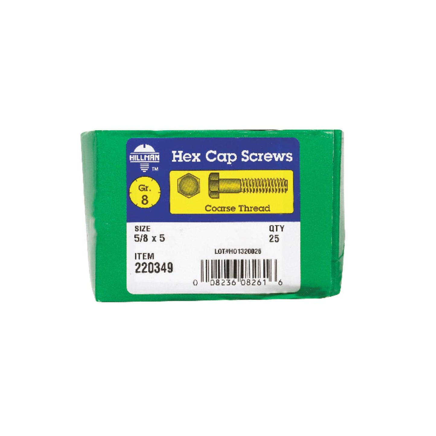 Hillman 5/8 in. Diameter x 5 in. Length Grade 8 Heat-Treated Steel Hex Head Cap Screws, Coarse Thread (25-Pack)