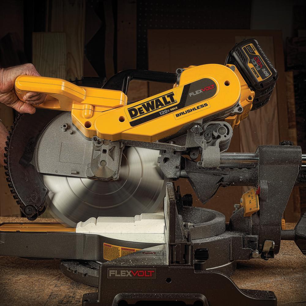FLEXVOLT 120-Volt MAX Lithium-Ion Cordless Brushless 12 in. Sliding Miter Saw, Batteries and Bonus Stand - Super Arbor