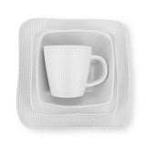 Stone Lain 32 Piece Stoneware Square Weave Dinnerware Set, Service for 8, White