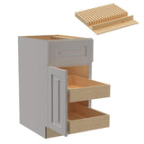 Home Decorators Collection Grayson 18 in. W x 24 in. D x 34.5 in. H Assembled Plywood Base Kitchen Cabinet in Pearl Gray with 2ROT Knife Block LH