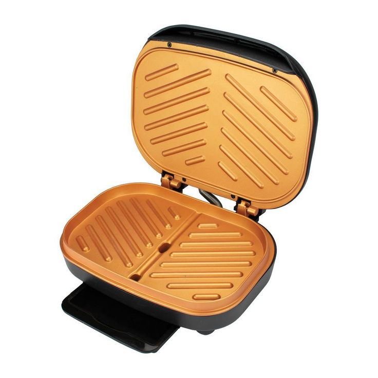 750-Watt Black 2-Serving Nonstick Indoor Electric Copper Grill and Panini Press
