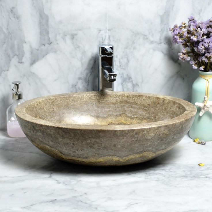 Katelyn Vessel Sink in Travertine