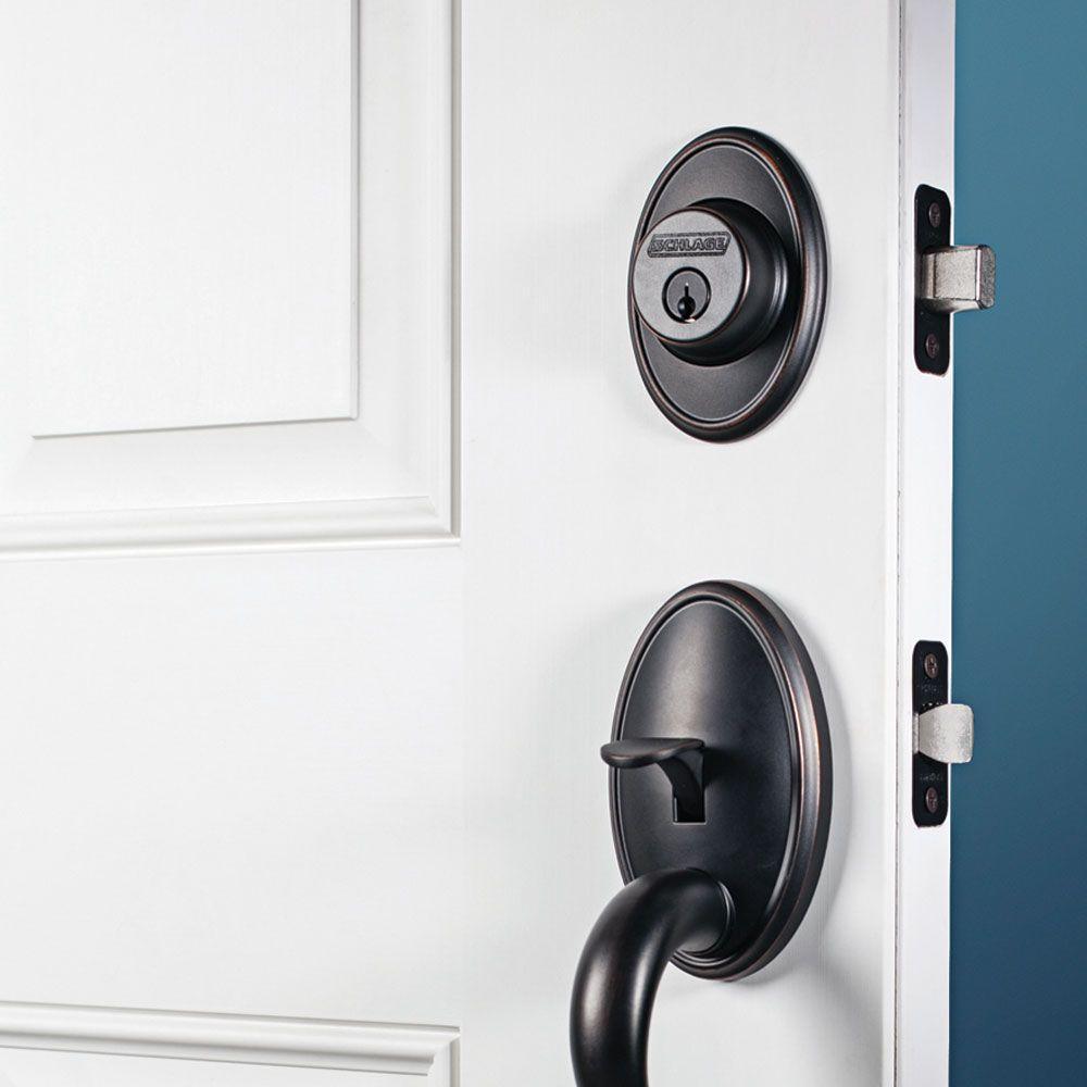 Wakefield Aged Bronze Single Cylinder Deadbolt with Siena Knob Door Handleset - Super Arbor