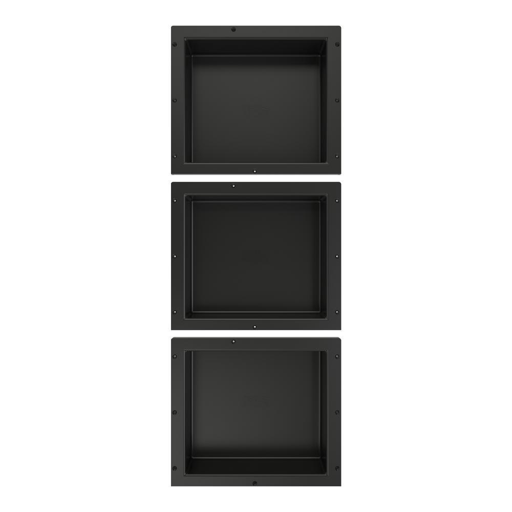 Redi Niche 16 in. x 42 in. Triple Shower Niche Set in Black - Super Arbor