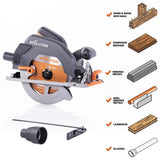 15 Amp 7-1/4 in. Circular Saw with LED Light, Electric Brake, 13 ft. Rubber Power Cord and Multi-Material Blade - Super Arbor