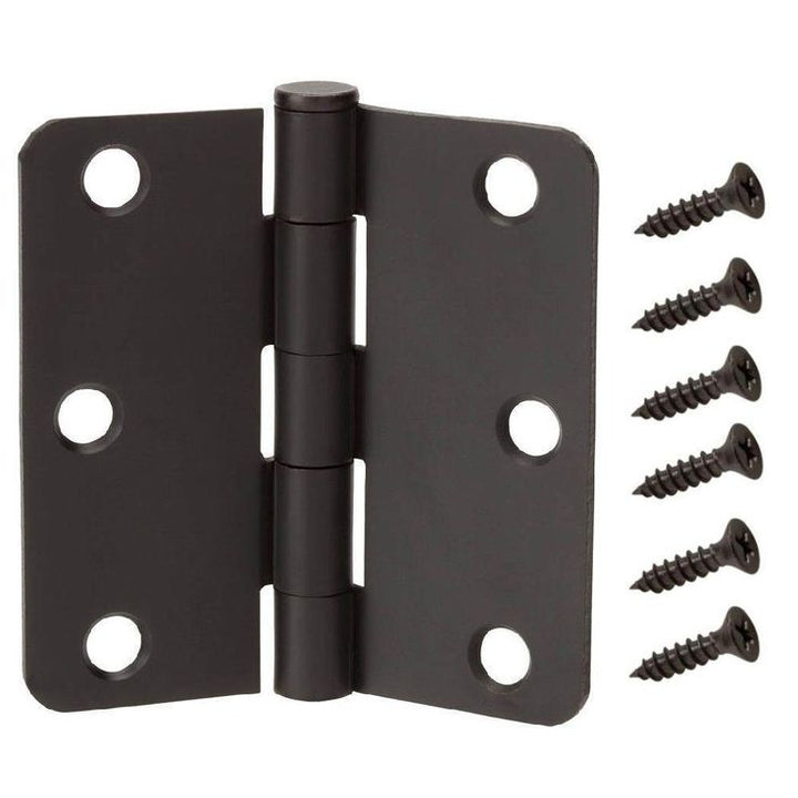 3-1/2 in. x 1/4 in. Radius Oil-Rubbed Bronze Door Hinge Value Pack (12-Pack)