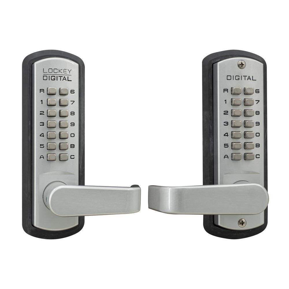 Satin Chrome Marine Grade Double Combination Mechanical Keyless Storeroom Lever Lock with Passage Function - Super Arbor