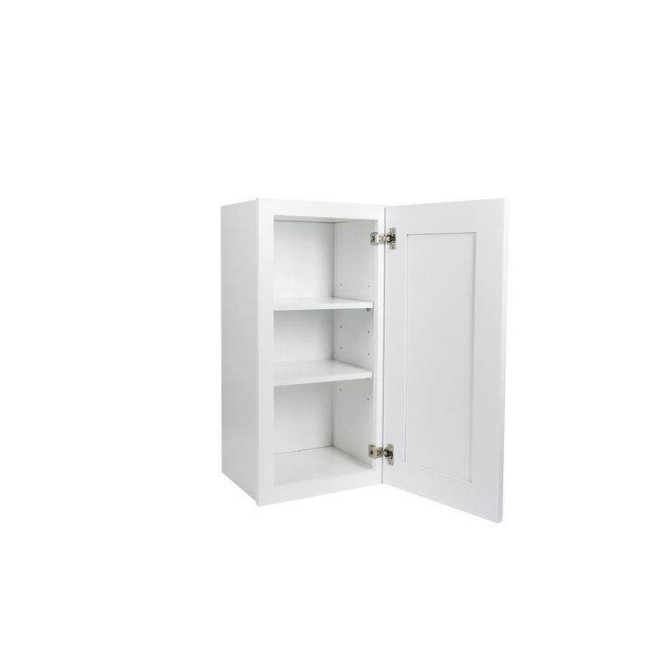 Ready to Assemble 18x42x12 in. Shaker 1 Door Wall Cabinet with 3-Shelf in White