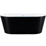 59 in. Fiberglass Double Ended Flatbottom Non-Whirlpool Bathtub in Glossy Black - Super Arbor