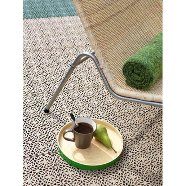 Bergo XL Tiles 1.24 ft. x 1.24 ft. PVC Deck Tiles in Cedar Wood, 14-Tiles per Case, 21.56 sq. ft.