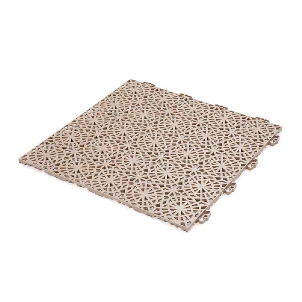 Bergo XL Tiles 1.24 ft. x 1.24 ft. PVC Deck Tiles in Cedar Wood, 14-Tiles per Case, 21.56 sq. ft.