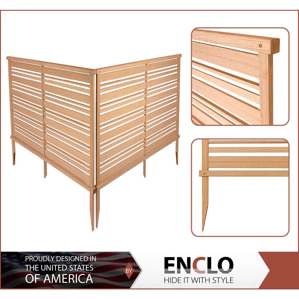 Enclo Privacy Screens Fresno 4 ft. H x 5.3 ft. W Cedar Color WoodTek Vinyl Decorative Screen Panel (Includes 2-Panels)