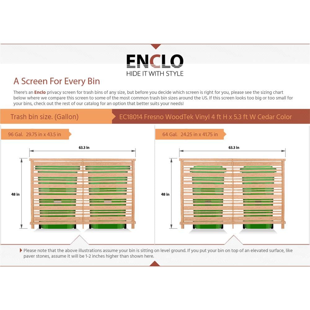 Enclo Privacy Screens Fresno 4 ft. H x 5.3 ft. W Cedar Color WoodTek Vinyl Decorative Screen Panel (Includes 2-Panels)