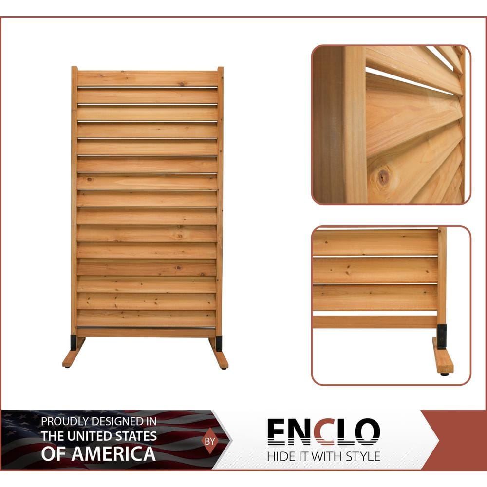 Enclo Privacy Screens Sierra 6 ft. H x 3.1 ft. W Freestanding Louvered Wood Privacy Screen