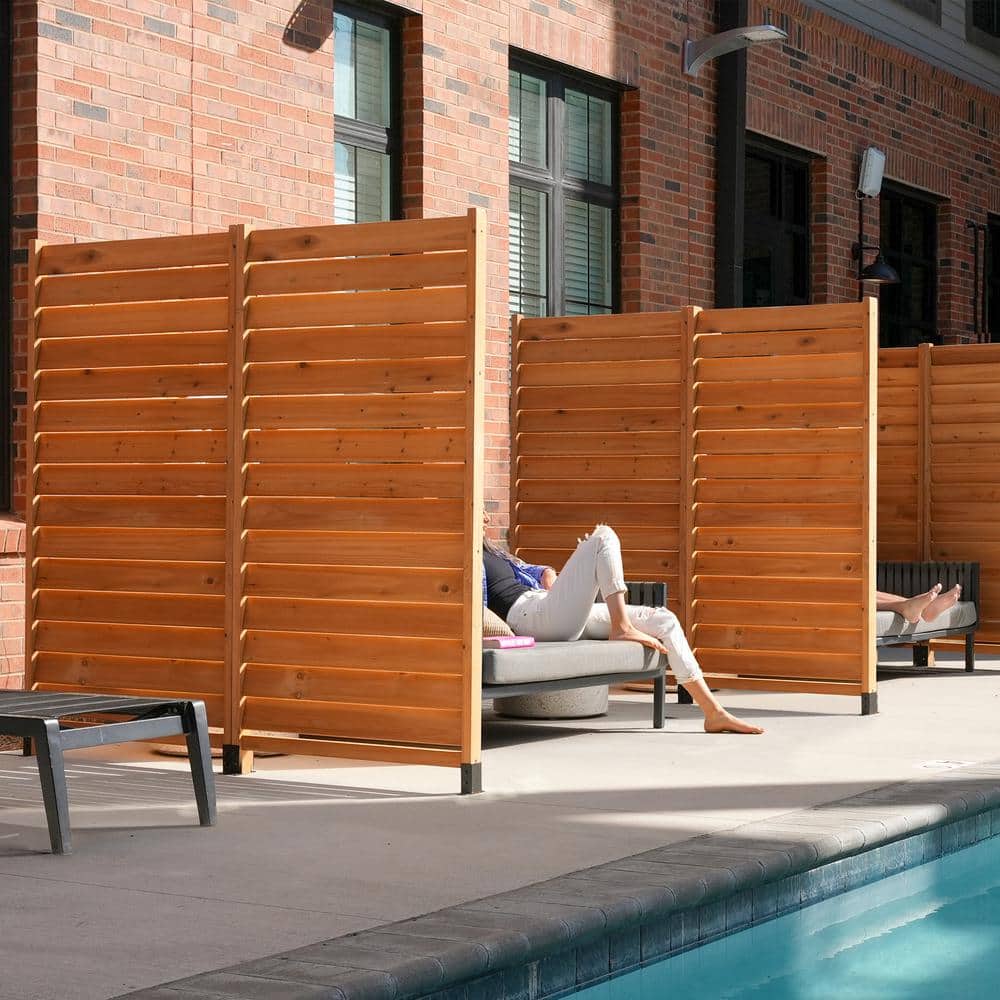 Enclo Privacy Screens Sierra 6 ft. H x 3.1 ft. W Freestanding Louvered Wood Privacy Screen
