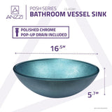 Posh Series Deco-Glass Vessel Sink in Coral Blue - Super Arbor