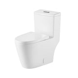 1-Piece Dual Flush 1.2 GPF/0.8 GPF Elongated High Efficiency Skirted Toilet All-in-One Toilet in White Seat Included - Super Arbor