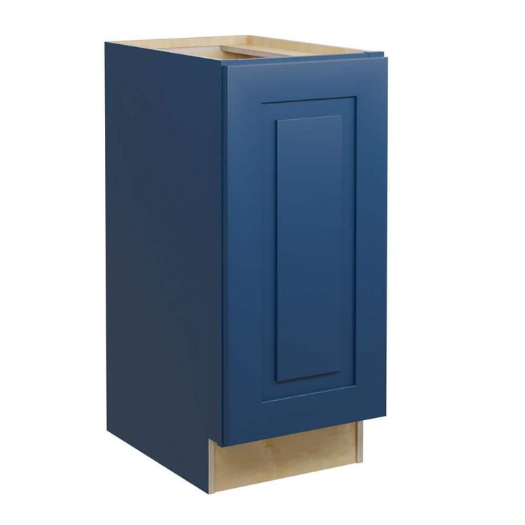 Home Decorators Collection Grayson 15 in. W x 24 in. D x 34.5 in. H Assembled Plywood Full Height Door Base Kitchen Cabinet in Mythic Blue LH