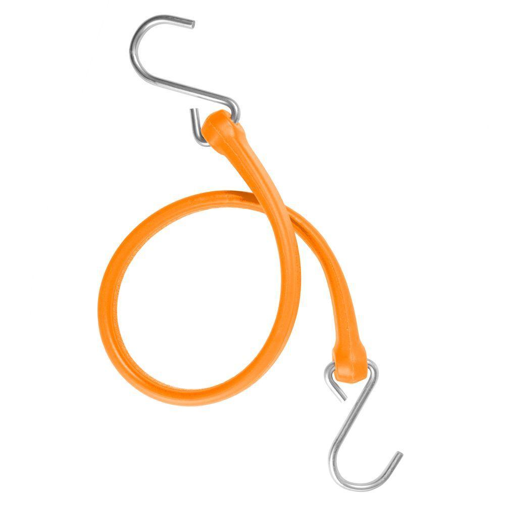 19 in. Polyurethane Bungee Strap with Galvanized S-Hooks (Overall Length: 24 in.) in Orange - Super Arbor