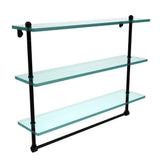 22 in. L  x 18 in. H  x 5 in. W 3-Tier Clear Glass Bathroom Shelf with Towel Bar in Oil Rubbed Bronze - Super Arbor