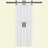 36 in. x 84 in. Louver/Louver White PVC Composite Split Barn Door - Super Arbor