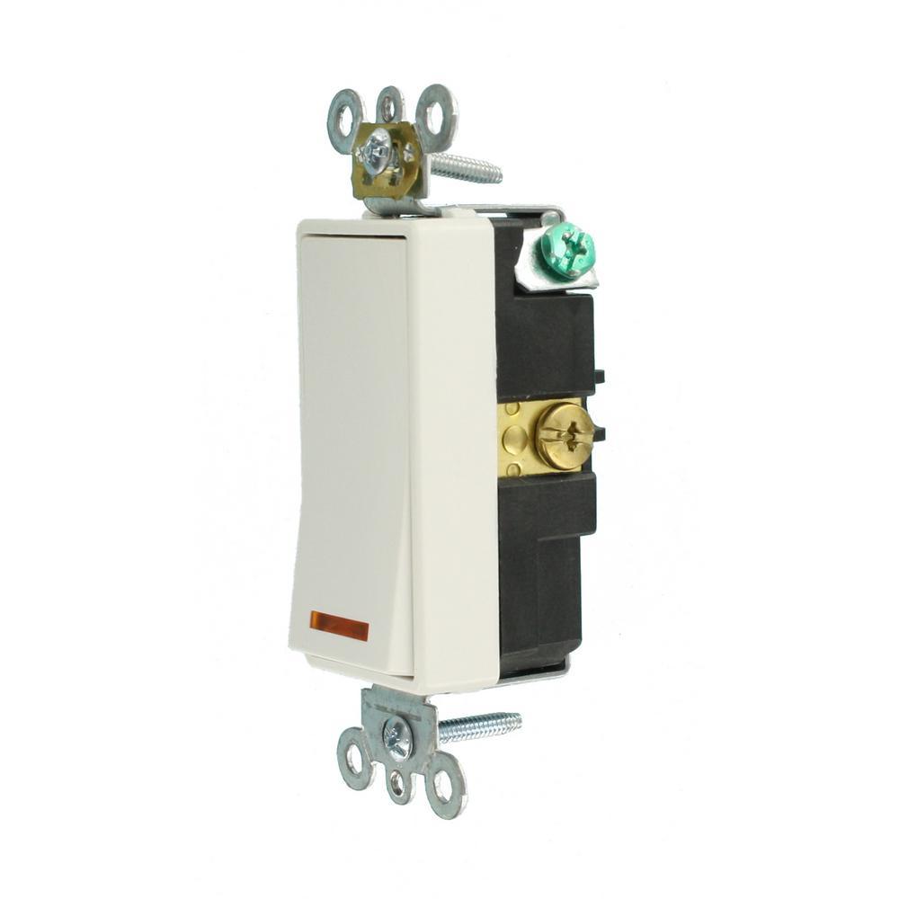 20 Amp Decora Plus Commercial Grade Single Pole Lighted Rocker Switch, White - Super Arbor