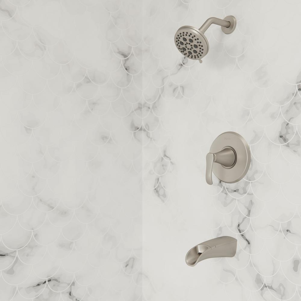 Jaida Single-Handle 4-Spray Tub and Shower Faucet w/ Restore Technology in Spot Defense Brushed Nickel (Valve Included) - Super Arbor