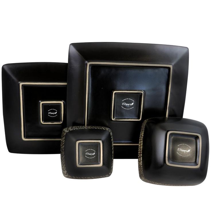 Naina 16-Piece Modern Black Stoneware Dinnerware Set (Service for 4)